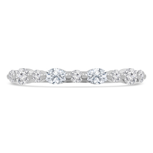 2/5 CTW Oval Diamond Alternating Round Shared Prong Semi-Eternity Anniversary Wedding Band Ring in 18K White Gold (MDR230025)