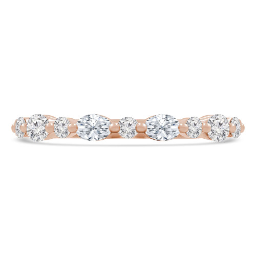 2/5 CTW Oval Diamond Alternating Round Shared Prong Semi-Eternity Anniversary Wedding Band Ring in 18K Rose Gold (MDR230033)