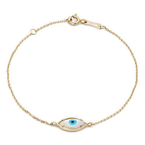 Enamaled Evil Eye Chain Bracelet in 14K Yellow Gold (MDR230040)