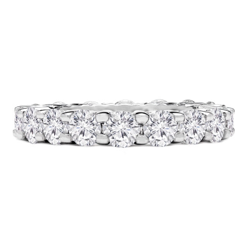 3 1/10 CTW Round Lab Created Diamond  Double Shared Prong Full- Eternity Anniversary Wedding Band Ring in 14K White Gold **Size 6 Only** (MD240333)