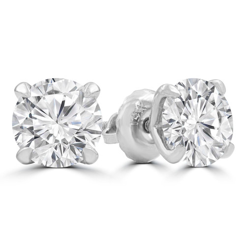 1 1/2 CTW Round Lab Created Diamond  4-Prong Stud Earrings in 14K White Gold (MD240382)