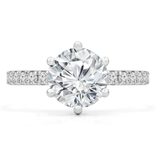 1 4/5 CTW Round Diamond Hidden Halo 6-Prong Solitaire with Accents Engagement Ring in 14K White Gold (MD230081)