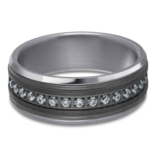 8 MM Alternative Diamond Mens Wedding Band in Grey Tantalum (MDVBA0097)