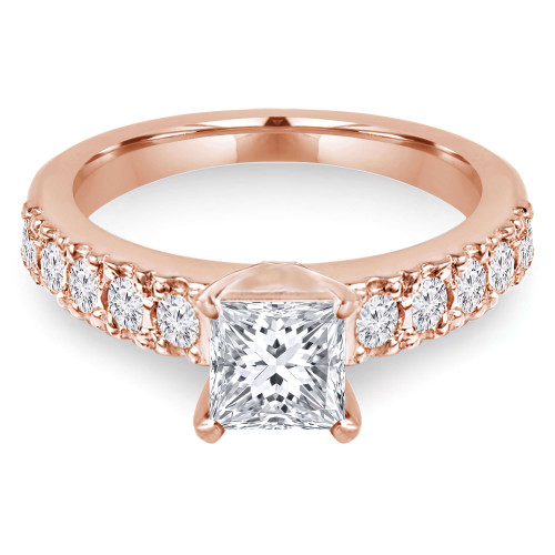 Princess Diamond Solitaire with Accents Engagement Ring in Rose Gold (MVS0130-R)
