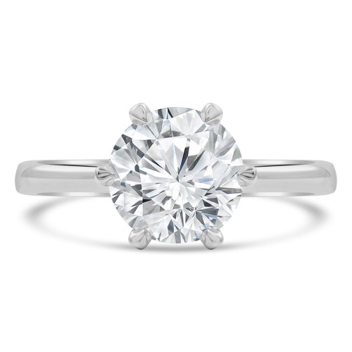Round Diamond 6-Prong Tappered Solitaire Engagement Ring in White Gold (MVS0267-W)