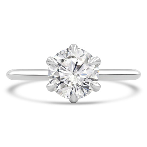 Round Diamond 6-Prong Knife Edge Solitaire Engagement Ring in White Gold (MVS0282-W)