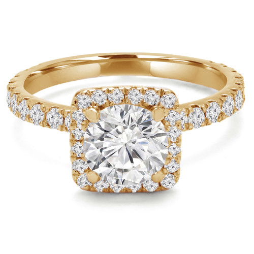 Round Lab Created Diamond Cushion Halo Engagement Ring in Yellow Gold (MVSLG0004-Y)