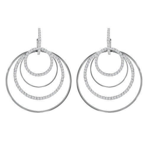 1 1/2 CTW Round Diamond Drop/Dangle Earrings in 14K White Gold (MD120109)