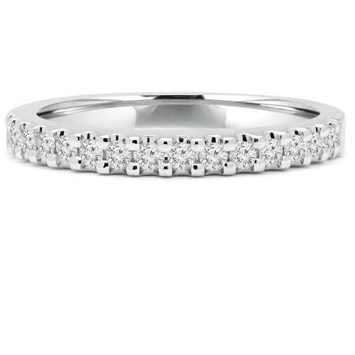 1/4 CTW Round Diamond Semi-Eternity Wedding Band Ring in 14K White Gold (MD160207)