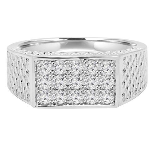 1 1/3 CTW Round Diamond Pave set Cocktail Ring in 18K White Gold (MD160288)