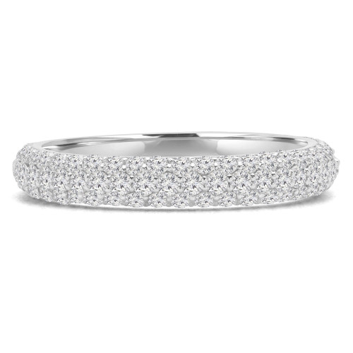 1 1/10 CTW Round Diamond Semi-Eternity Wedding Band Ring in 14K White Gold (MD170328)