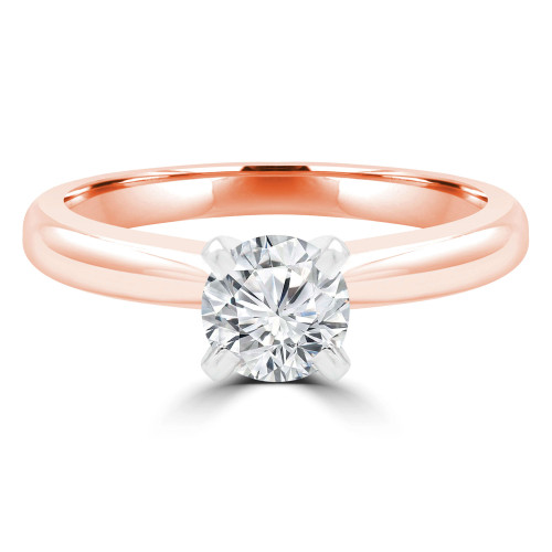 2/3 CT Round Diamond Solitaire Engagement Ring in 14K Rose Gold (MD180009)