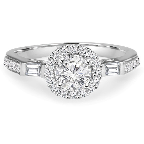 7/8 CTW Round Diamond Halo Engagement Ring in 14K White Gold (MD180036)