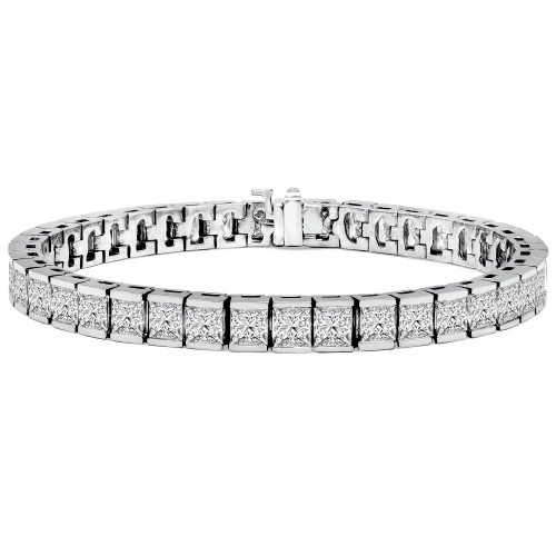 9 1/2 CTW Princess Diamond Tennis Bracelet in 14K White Gold (MD180233)