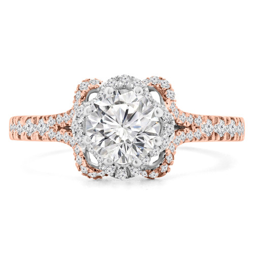 1 4/5 CTW Round Diamond Halo Engagement Ring in 14K Two-Tone Gold SIZE 6.25 ONLY (MD180499)