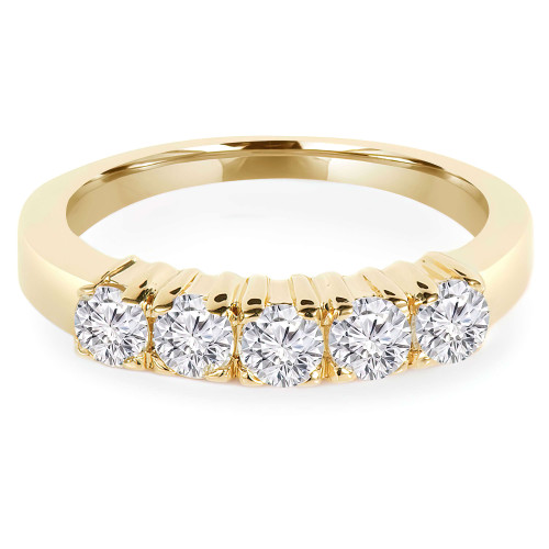 3/4 CTW Round Diamond Five-Stone Anniversary Wedding Band Ring in 14K Yellow Gold (MD180549)