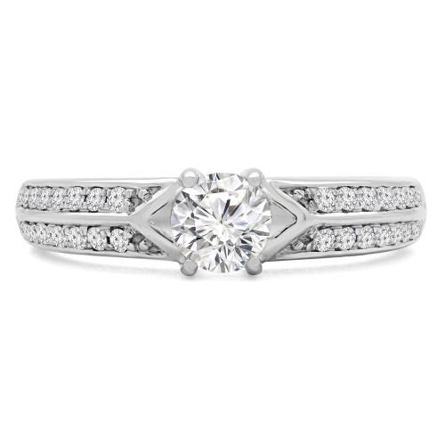 3/4 CTW Round Diamond Solitaire with Accents Engagement Ring in 14K White Gold (MD180579)
