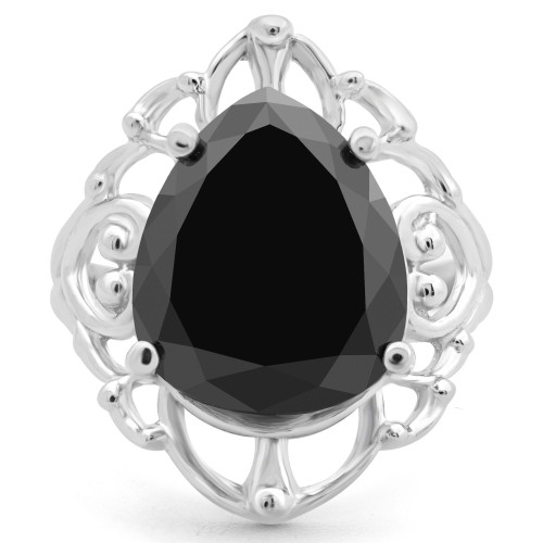 8 CT Pear Black Diamond Solitaire Engagement Ring in 14K White Gold (MD180587)