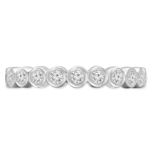 3/8 CTW Round Diamond Bezel Set Semi-Eternity Wedding Band Ring in 14K White Gold (MD180605)