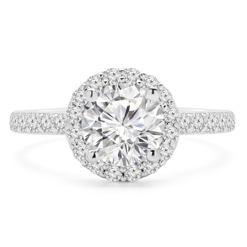 1 1/5 CTW Round Diamond Cathedral with Open Bridge Halo Engagement Ring in 14K White Gold with Accents (MD190206)