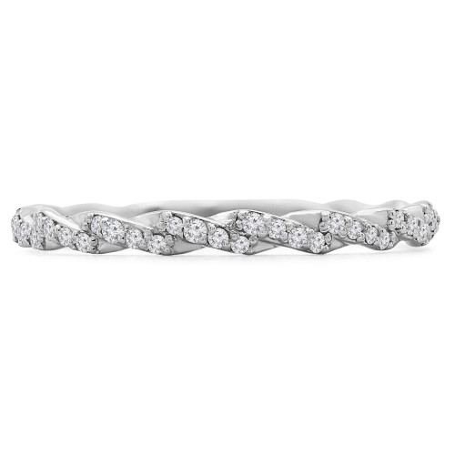 1/5 CTW Round Diamond Twisted Semi-Eternity Wedding Band Ring in 14K White Gold (MD190215)