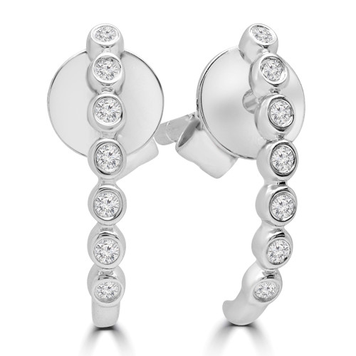1/20 CTW Round Diamond Bar Stud Earrings in 14K White Gold (MD190317)