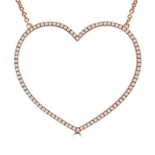 1/3 CTW Round Diamond Heart Necklace in 14K Rose Gold (MD190329)