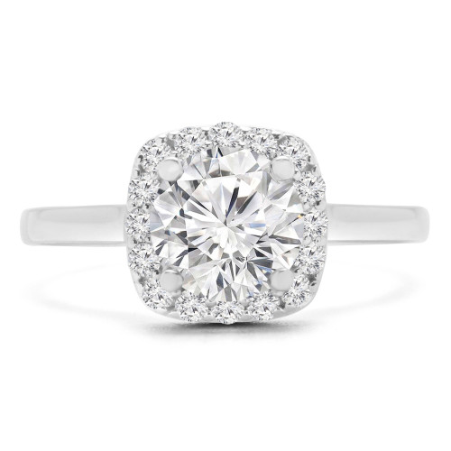 1 1/5 CTW Round Diamond Cathedral Cushion Halo Engagement Ring in 14K White Gold (MD200101)