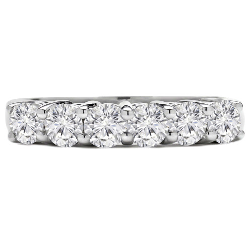 7/8 CTW Round Diamond Six-Stone Anniversary Wedding Band Ring in 14K White Gold (MD200228)