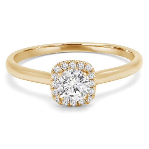 3/5 CTW Round Diamond Cushion Halo Engagement Ring in 14K Yellow Gold with Accents (MD200370)