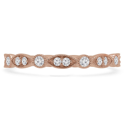 1/5 CTW Round Diamond Vintage Semi-Eternity Anniversary Wedding Band Ring in 14K Rose Gold (MD200381)