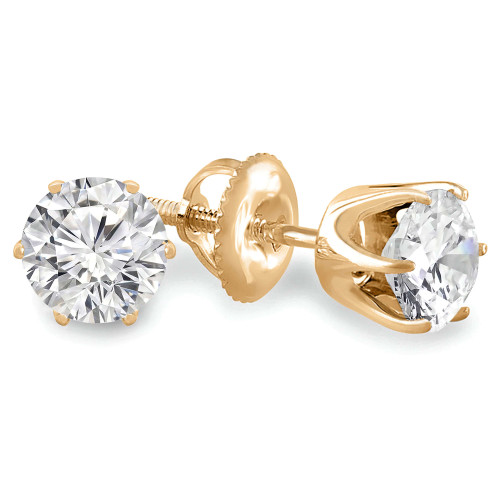 1/4 CTW Round Diamond 6-Prong Solitaire Stud Earrings in 14K Yellow Gold (MD200543)