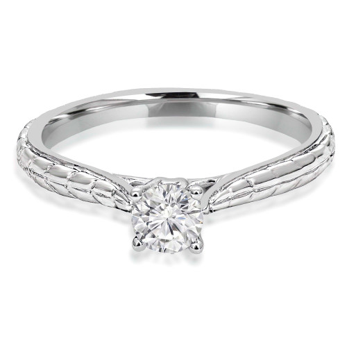 3/8 CT Round Diamond Solitaire Engagement Ring in 14K White Gold (MD200586)