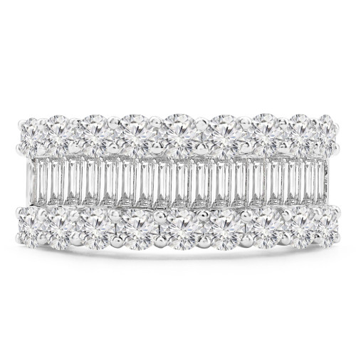 2 1/10 CTW Baguette Diamond Three-row Cocktail Ring in 18K White Gold (MD210001)
