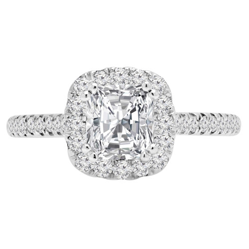 1 1/8 CTW Radiant Diamond Cushion Halo Engagement Ring in 14K White Gold with Accents (MD210018)