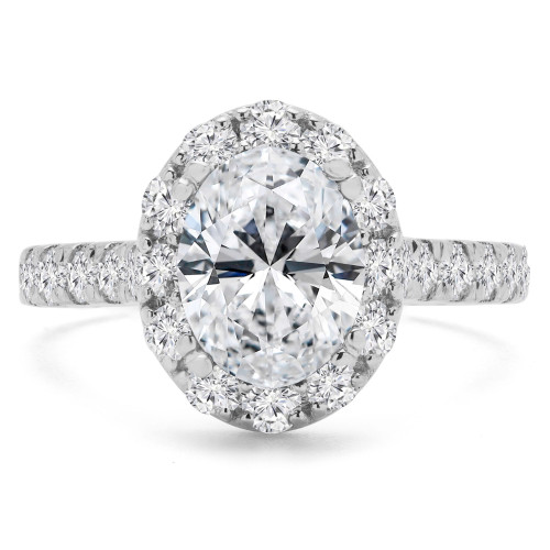 2 1/3 CTW Oval Diamond Oval Halo Engagement Ring in 14K White Gold with Accents (MD210092)