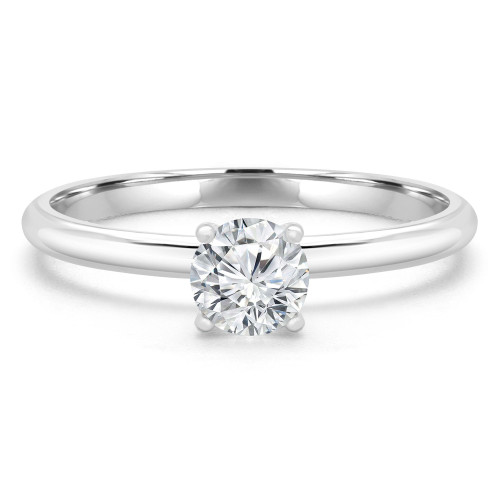 3/8 CT Round Diamond 4-Prong Solitaire Engagement Ring in 14K White Gold (MD210099)