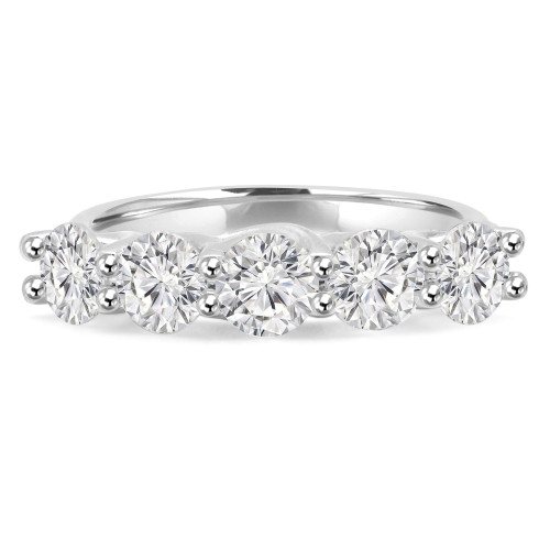 2 1/20 CTW Round Diamond Five-Stone Anniversary Wedding Band Ring in 14K White Gold (MD210122)