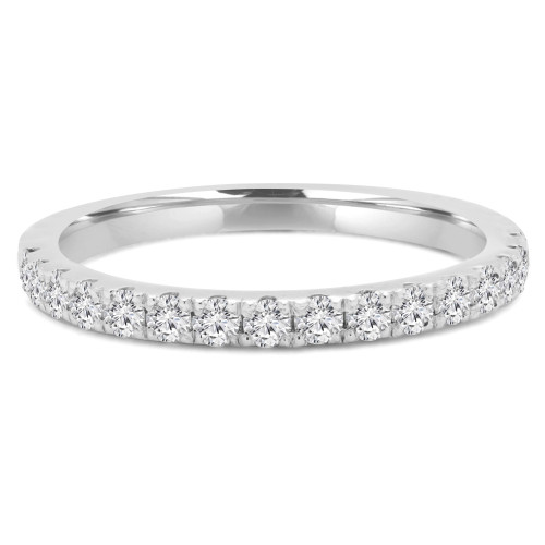 1/4 CTW Round Diamond Semi-Eternity Wedding Band Ring in 14K White Gold (MD210130)