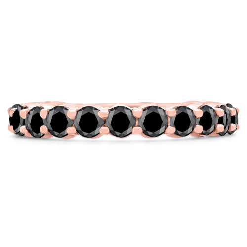 1 4/5 CTW Round Black Diamond 3/4 Way Semi-Eternity Anniversary Wedding Band Ring in 14K Rose Gold (MD210149)