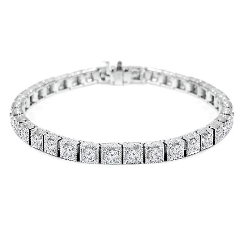 4 1/3 CTW Round Diamond Milgrained Tennis Bracelet in 14K White Gold (MD210201)