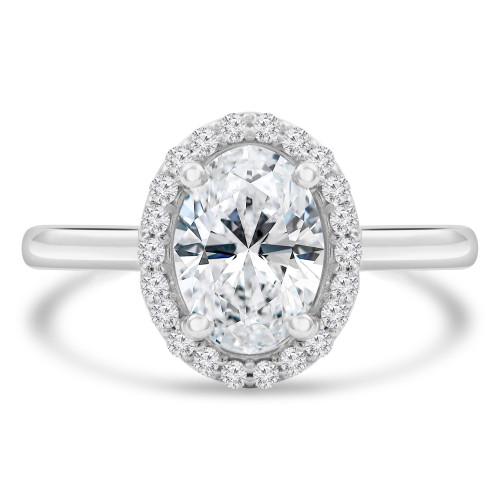 1 1/4 CTW Oval Diamond Oval Halo Engagement Ring in 14K White Gold (MD210239)