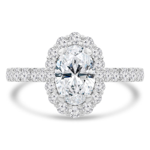 1 2/3 CTW Oval Diamond Oval Halo Engagement Ring in 14K White Gold With accents (MD210240)