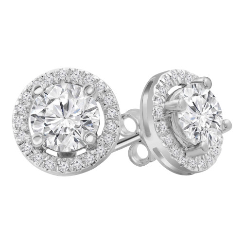 2 1/8 CTW Round Diamond Halo Stud Earrings in 14K White Gold (MD210262)