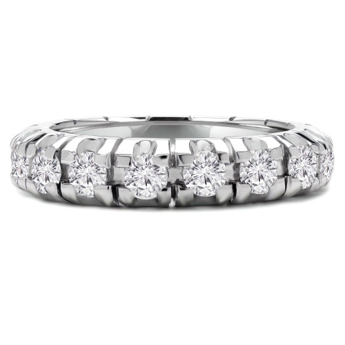 3 1/3 CTW Round Diamond Full Eternity Anniversary Wedding Band Ring in 18K White Gold *Non-Sizeable* (MD210319)