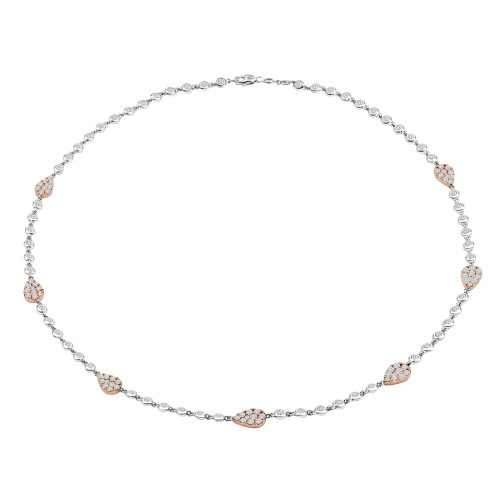 5 1/6 CTW Round Diamond White & Rose Gold Diamonds By the Yard Necklace in 18K Two-Tone Gold (MD210321)