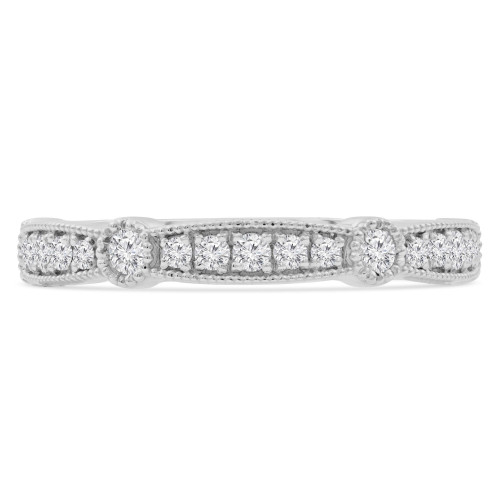 2/5 CTW Round Diamond Vintage 3/4 Way Semi-Eternity Anniversary Wedding Band Ring in 14K White Gold (MD210408)