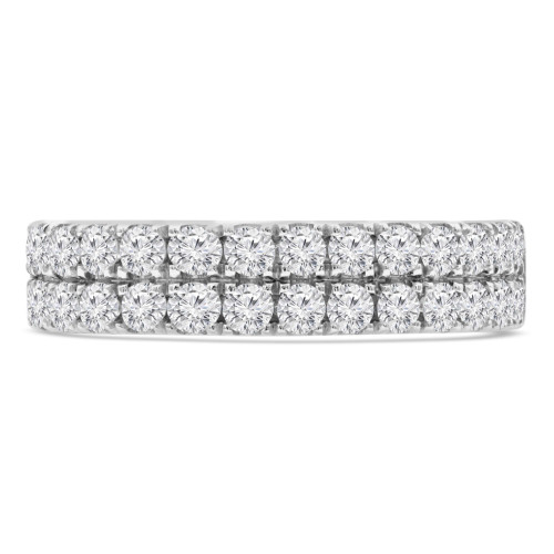 9/10 CTW Round Diamond Two-row Semi-Eternity Anniversary Wedding Band Ring in 14K White Gold (MD210412)