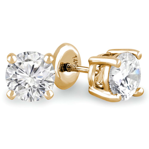 5/8 CTW Round Diamond 4-Prong Stud Earrings in 14K Yellow Gold (MD220009)