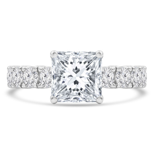 4 1/2 CTW Princess Diamond Full-Eternity Hidden Princess Halo Engagement Ring in 18K White Gold **SIZE 5.75 Not Sizeable** (MD220083)